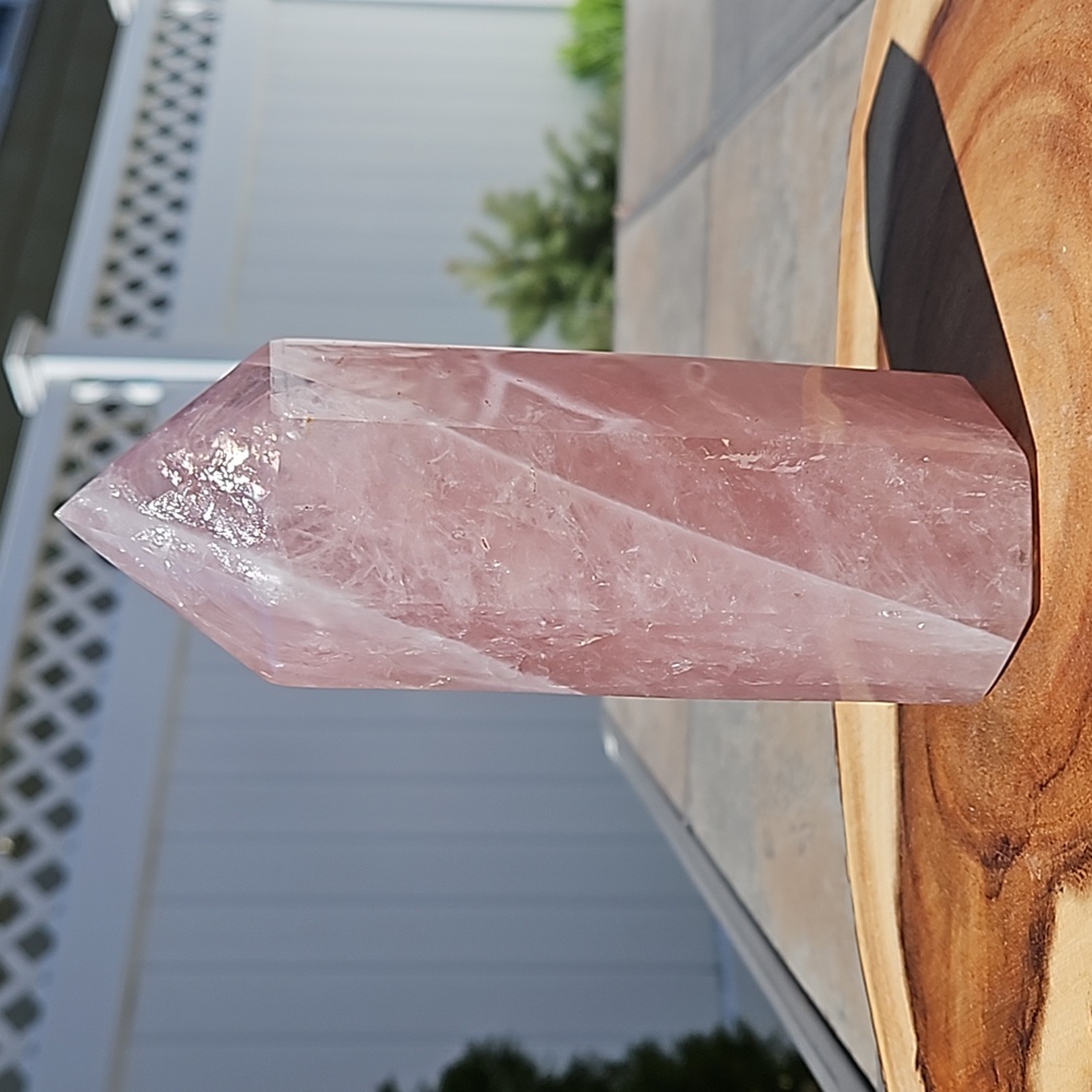 Rose Quartz Tower High Quality Gemmy 830 grams large sized 6.5" super saturated